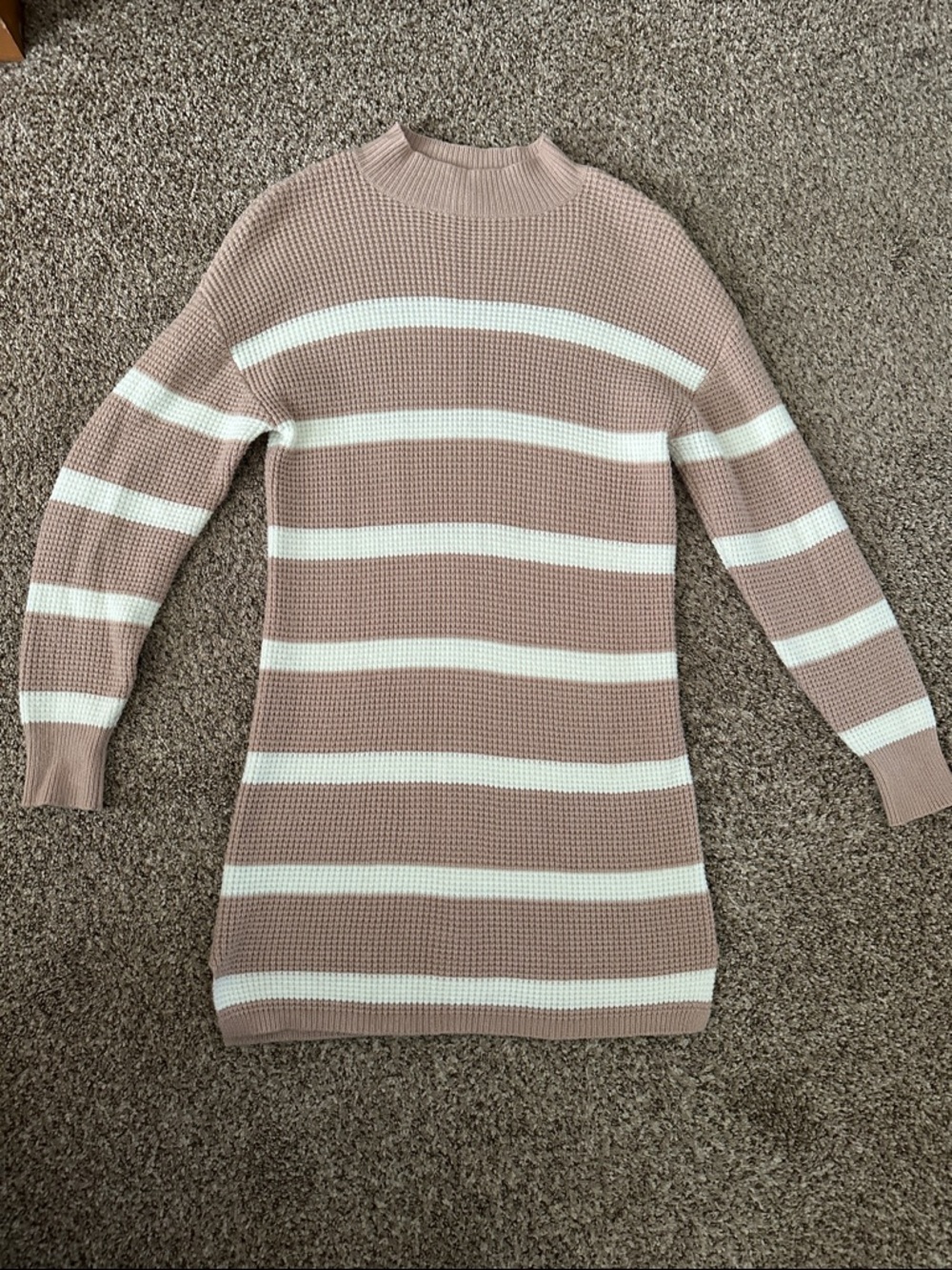 Copper Key Striped Mock Neck Waffle Sweater Dress